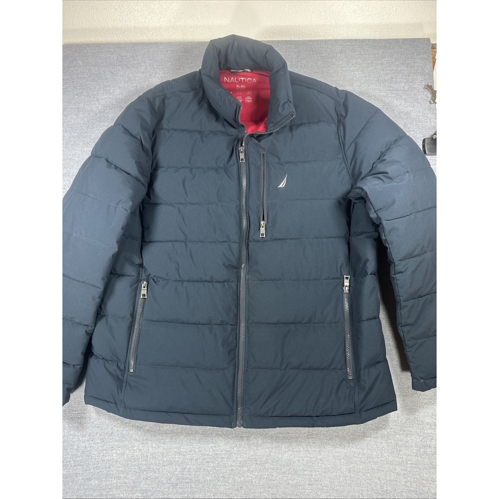 NAUTICA Mens Quilted Puffer Jacket Water/Wind Resistant BLUE Stretch Zip XL